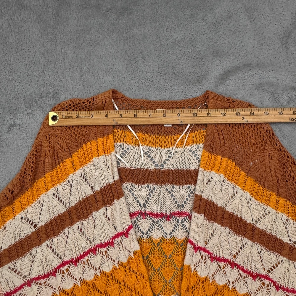 Umgee USA Boho Striped Crochet Duster Cardigan Bell Sleeve Women S Oversized - Picture 8 of 11